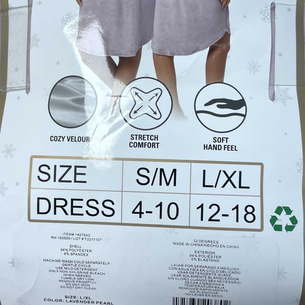 32 Degrees Women's L/XL Sleep Lounger Lavender H0883 - Picture 6 of 7